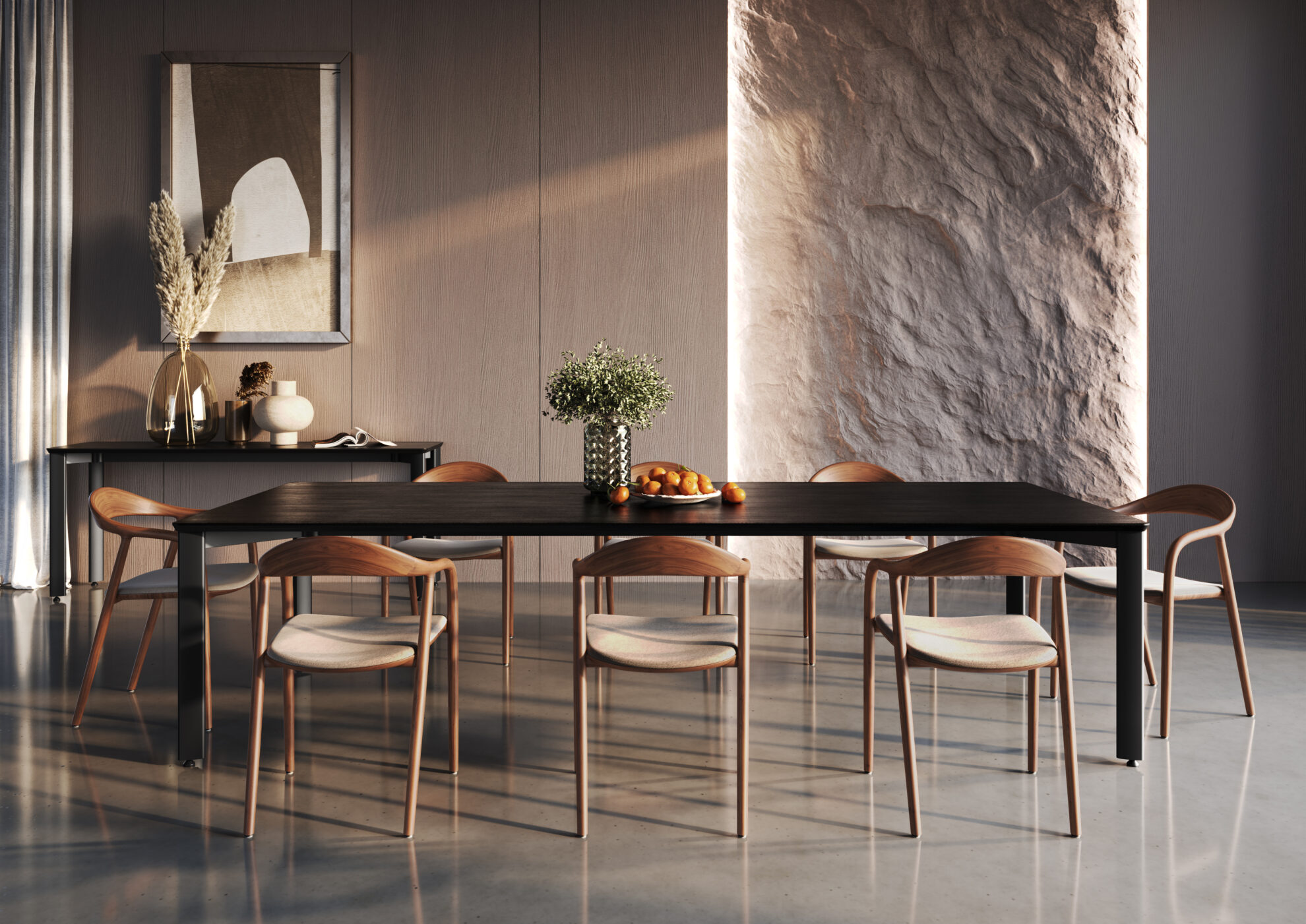 52 - Aparador_Mesa Jantar - Preto_PretoEbanizado_Alta