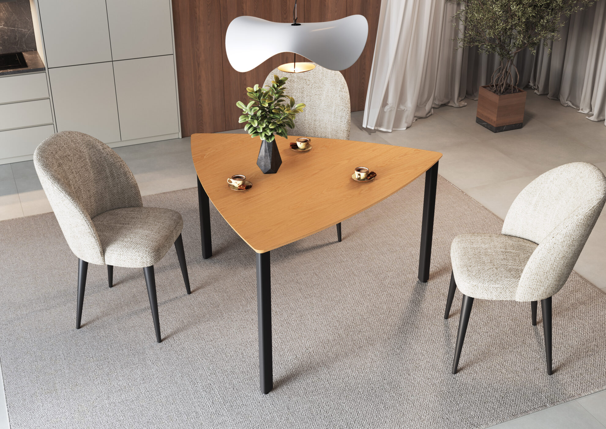 56 - MESA DE JANTAR TRÍADE - 1760 X 1630 X 750 - Preto_CarvAmericano - Vr1_Alta